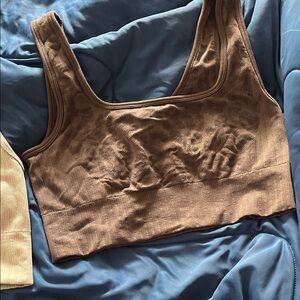 90 Degree By Reflex Brown and cream Sports Bra bundle